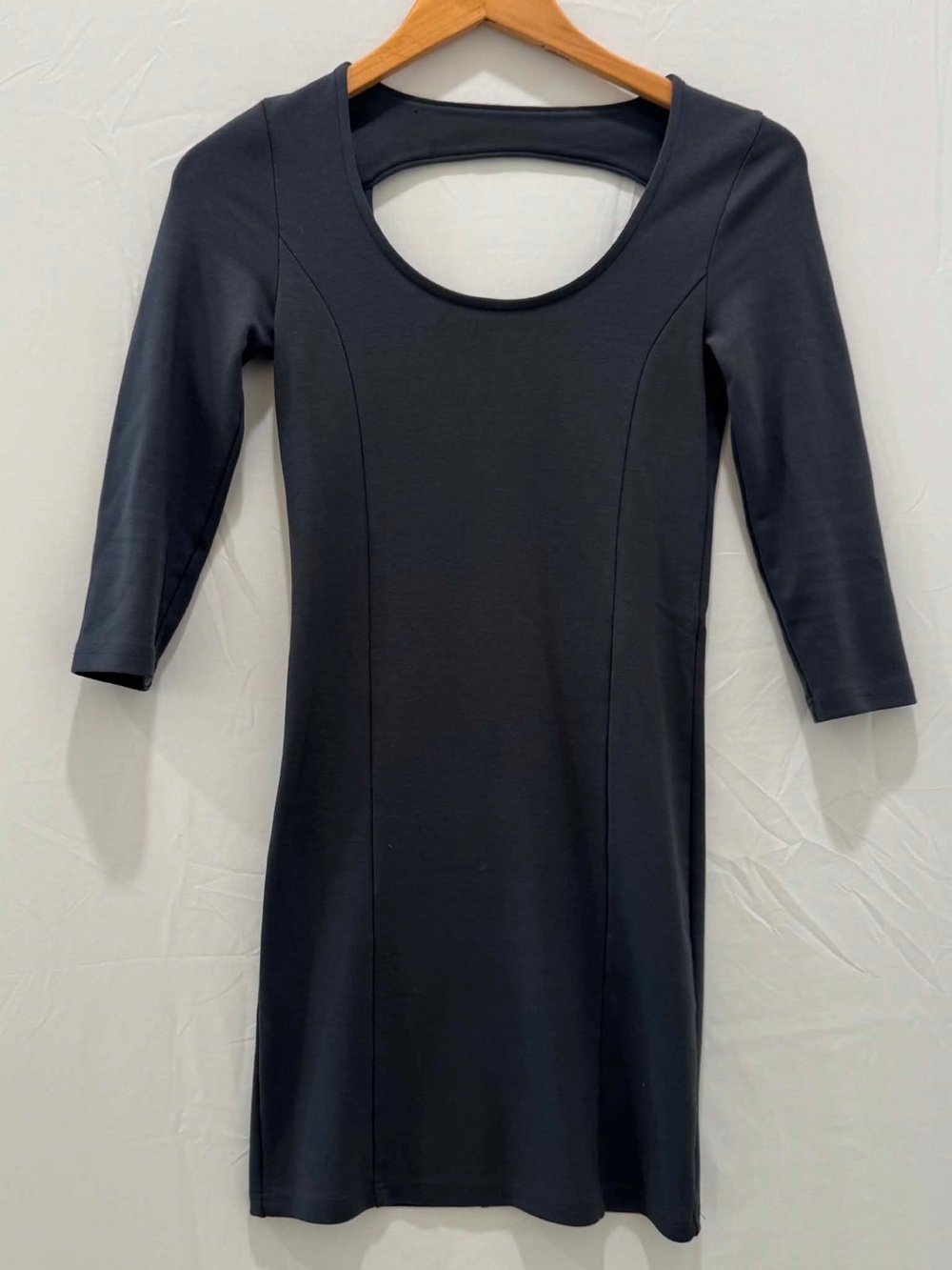 Frenchi Women Classic Black Scoop-Back Women's Body Con Dress S